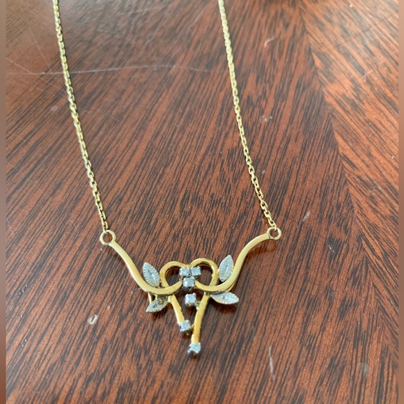 1930’s Diamond Gilt Vintage Necklace - Picture 7 of 13
